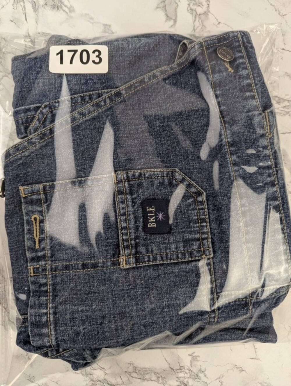 Vintage 90s BKLE Denim Overalls Medium Wash 100% Cotton Large Y2K Grunge - Picture 15 of 15